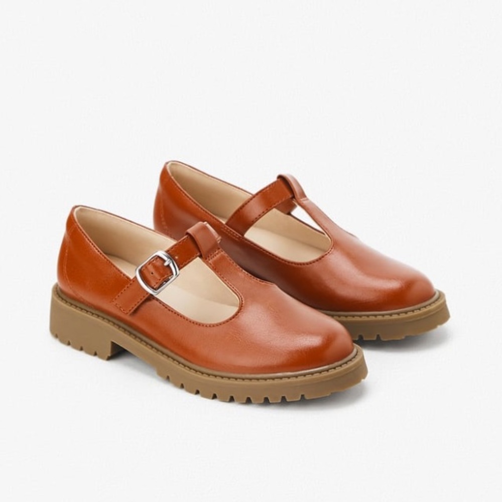 Zara girls cognac brown buckle shoes - Picture 1 of 8